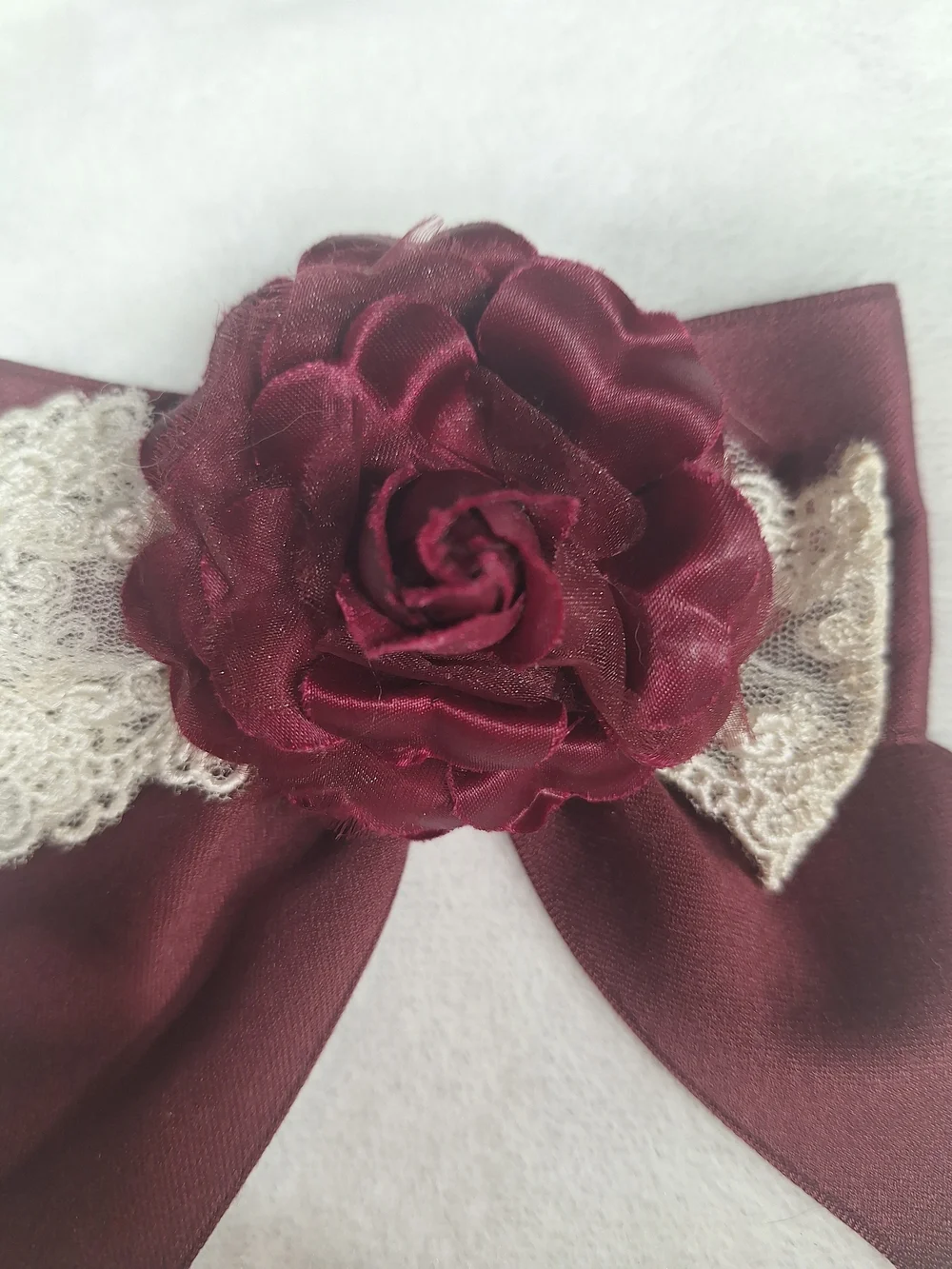 Innocent World Burgundy Floral Lace Hair Bow Clip | Classic Lolita